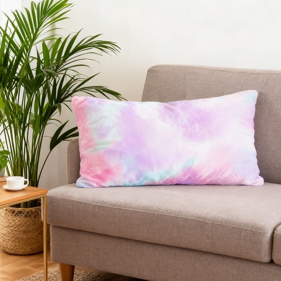 ToyKingdee Rainbow Color Pillowcase, Silky Soft Satin Throw Bed Pillow Cover Case, Fantasy Colorful Swirl Breathable Pillow Sham Decorative Protector for Bed