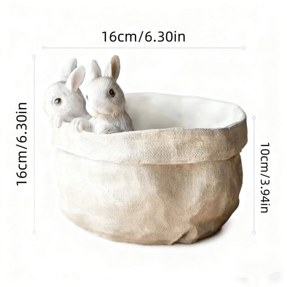 ToyKingdee Resin Bunny and Sack Planter, Adorable Decorative Flower Pot for Spring and Home Garden