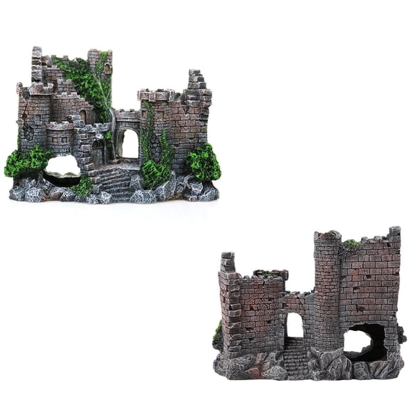 ToyKingdee Resin Underwater Castle Decoration, Fish Tank Ornament with Hideouts for Shrimp and Fighting Fish