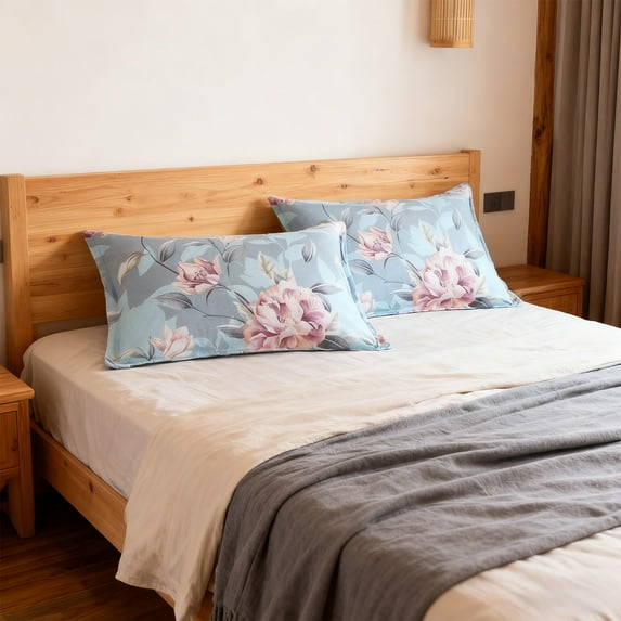 ToyKingdee Satin Pillowcase for Hair and Skin Queen - Printed Spring Flowers Silk Pillow Cases - Satin Pillow Cases with Envelope Closure, Gifts