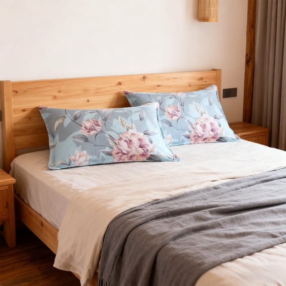 ToyKingdee Satin Pillowcase for Hair and Skin Queen - Printed Spring Flowers Silk Pillow Cases - Satin Pillow Cases with Envelope Closure, Gifts