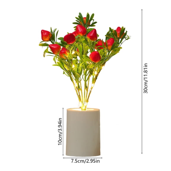 ToyKingdee Simulated Pomegranate Potted Plant Night Light, Creative LED Desktop Decor for Bedroom and Home