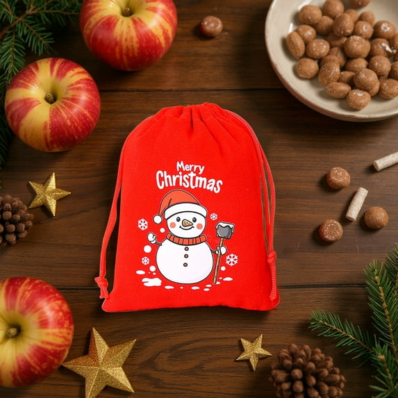 ToyKingdee Small Coth Christmas Gift Bags with Drawstring, Jewelry Bags Bulk, Mini Velvet Pouch for Wrapping Holiday Party Favors or Gifts for Friends