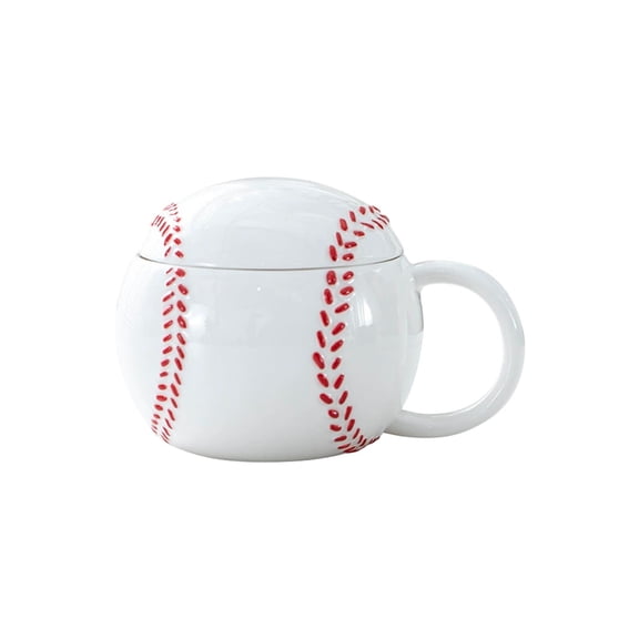 ToyKingdee Soccer Ball Shaped Ceramic Mug with Lid, Novelty Sports Coffee Cup for Game Day and Gifting