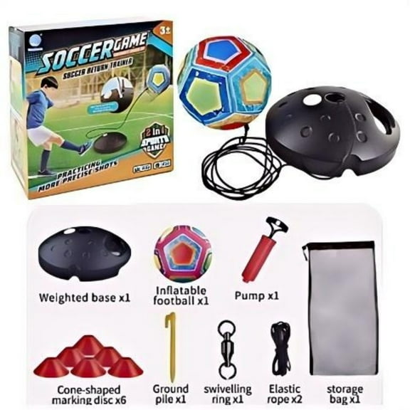 ToyKingdee Soccer Training Equipment, Soccer Ball Dribble Trainer for Juggling, Foot Control, Kicking Practice, Kick Trainer, Adjustable Cord Solo Soccer Ball Practice Equipment