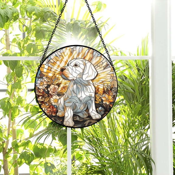 ToyKingdee Stained Glass Window Hanging - Shorthair Cat with Blue Glass Glow Sun Catchers Indoor Stained Glass Panels Wall Decor for Mom, Wife, Lovers, Festive