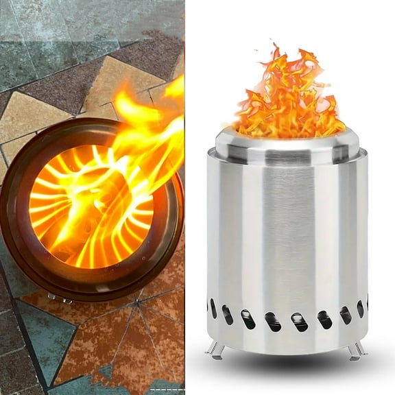 ToyKingdee Tabletop Smokeless Fire Pit, Storage Bag, and Poker - Pellet or Wood Burning Portable Fire Pit for Camping