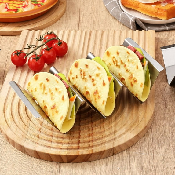 ToyKingdee Taco Holders - Stainless Steel Taco Stand Rack Tray Style, Oven Safe for Baking, Dishwasher and Grill Safe