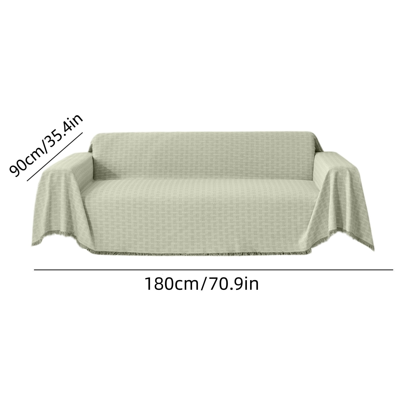 ToyKingdee Textured Woven Sofa Cover with Fringe Trim, Multi-Functional ...