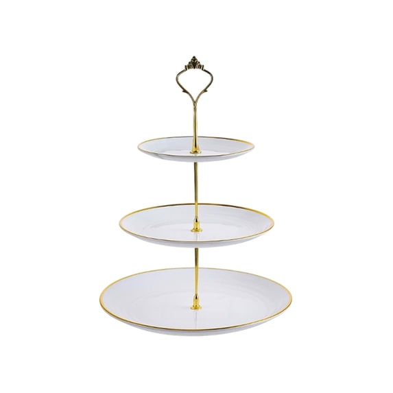 ToyKingdee Three-Tier Ceramic Dessert Stand Elegant Serving Platter for Afternoon Tea and Party Entertaining