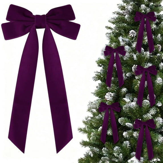 ToyKingdee Velvet Christmas Bows for Christmas Tree Vintage Velvet Ribbon Bows for Xmas Home Decor Wedding Indoor Outdoor