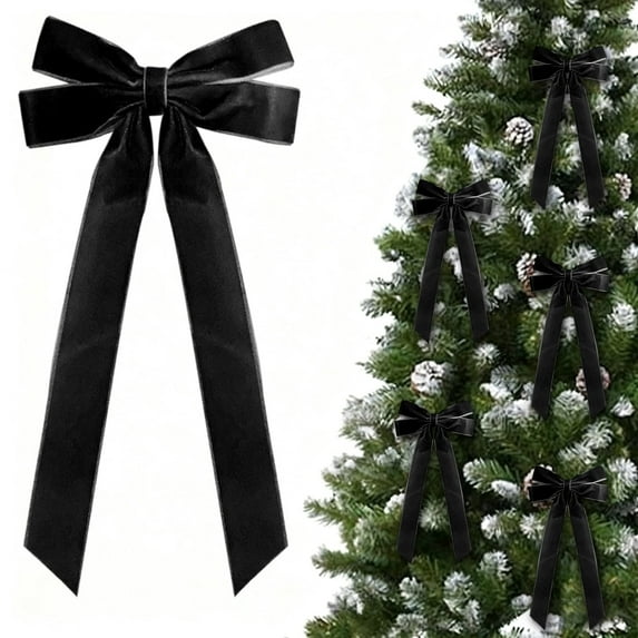 ToyKingdee Velvet Christmas Bows for Christmas Tree Vintage Velvet Ribbon Bows for Xmas Home Decor Wedding Indoor Outdoor