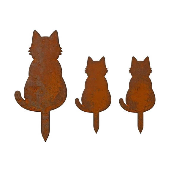ToyKingdee Weathered Metal Cat Silhouette Garden Stakes, Rustic Yard Art Decor for Outdoor Patio and Flower Beds