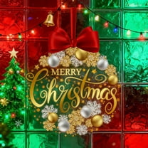 ToyKingdee Winter Xmas Wreath Clings Large Whole Christmas Wreath Window Stickers New Years DIY Static Wall Window Door Mural Showcase Decal Sticker