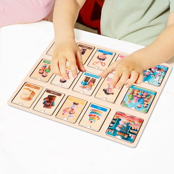 ToyKingdee Wooden Peg Puzzle, Cognitive Learning, Double Side Scens Board for Home School Planner,Autism Learning Materials