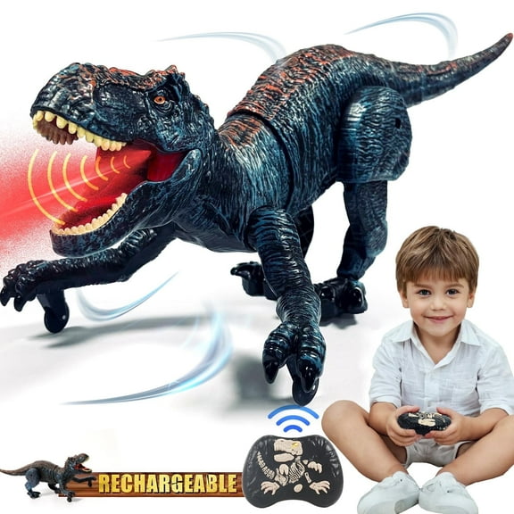 ToyM Remote Control Dinosaur Toys for Kids 3-5 4-7 8-12 Year Old, Electronic RC Robot Dinosaur with Spray & Light & Roar, Realistic Walking T-Rex Toys Birthday Gifts for Boys Girls