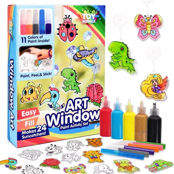 ToyMingle Dinosaur Suncatcher and Window Art Art and Craft Kit 46 Piece