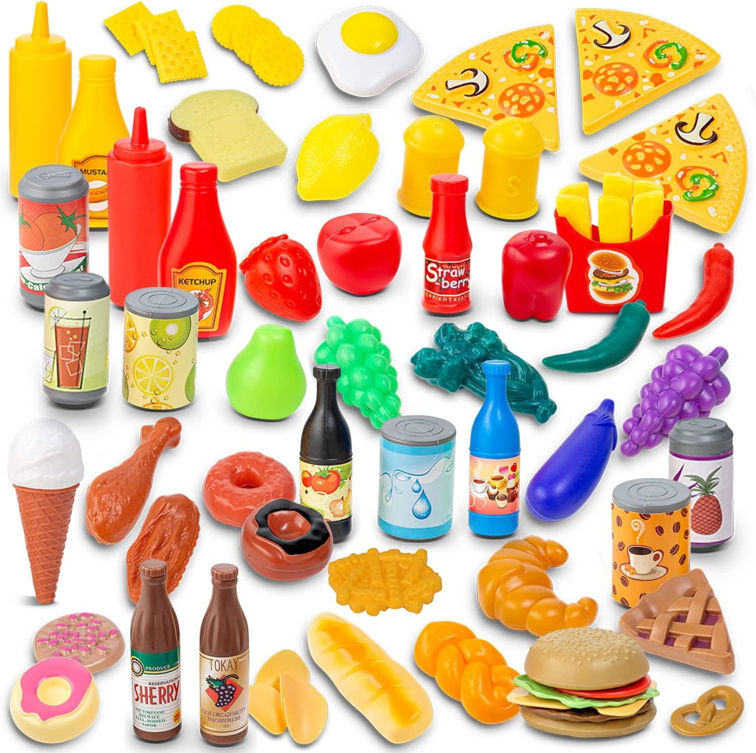 Vomocent Wooden Pizza Play Food,Pretend Cutting Food Toys,Kids Pizza Set,  Kids Pizza Set Toy, Educational Montessori Toys for Kids Ages Over 3 Years
