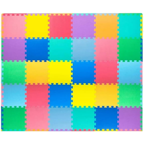 ToyVelt Foam Puzzle Floor Mat for Kids – 32 Tiles MultiColor Interlocking Play Mat