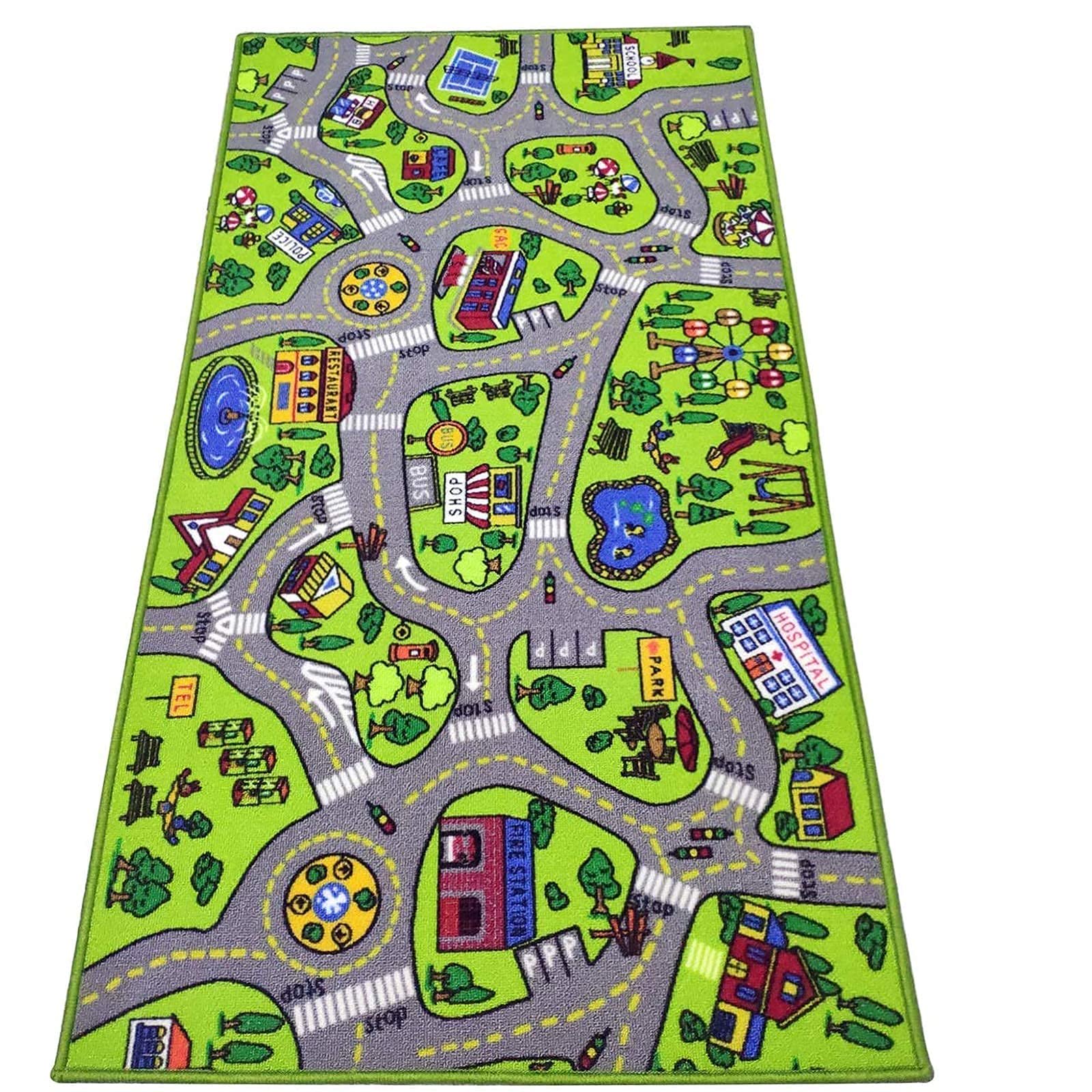 ToyVelt Kids Carpet Playmat Car Rug, City Life Educational Road Traffic Carpet Multi Color Play Mat - Large 60 x 32 Best Kids Rugs for Playroom & Kid Bedroom, for Ages 3-12 Years Old - image 1 of 5