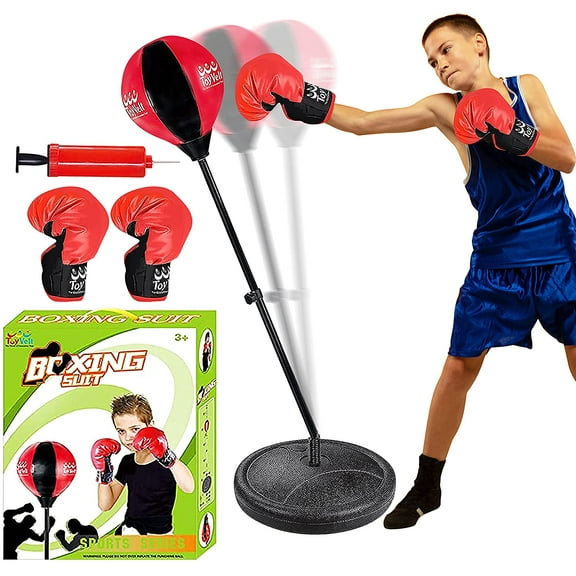 ToyVelt Kids Freestanding Speed Bag, 15", 2.2 lb, Red & Black