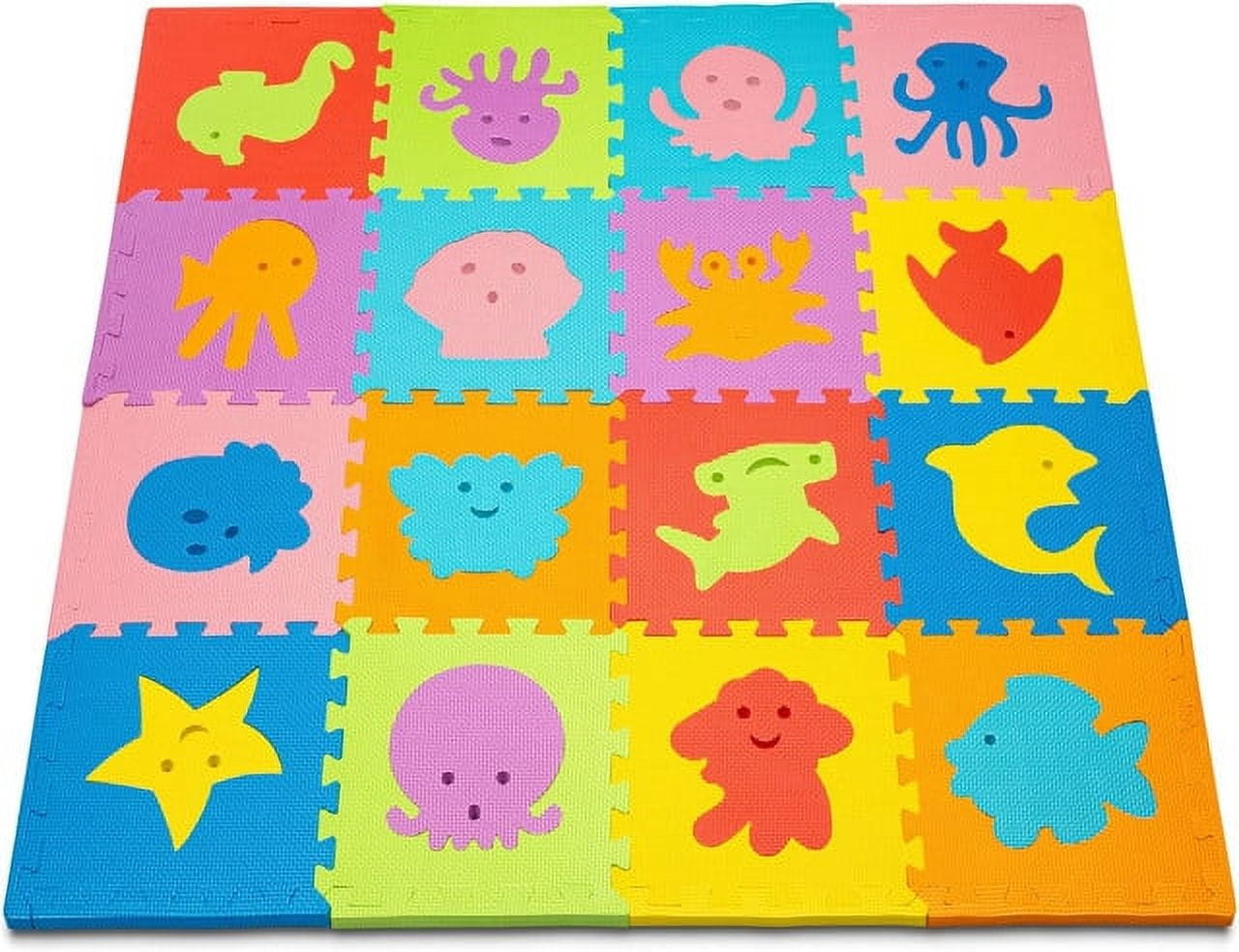 ToyVelt Sea Animals Puzzle Foam Play Mat 16 Interlocking EVA