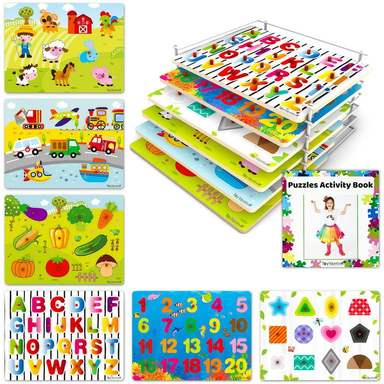 TOYVENTIVE Wooden Peg Puzzles for Toddlers – 6 India