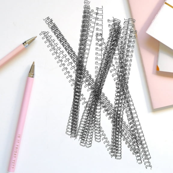Toyandona 100Pcs Notebook Loose Leaf Binder Rings Black Metal Double Loop Wire Binding Coils