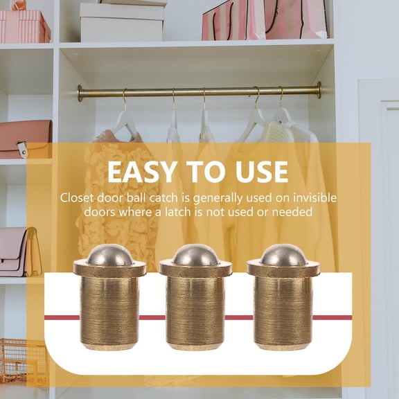 Toyandona 10Pcs Furniture Ball Catch Latch in Solid Copper for Door Reliable Spring Ball Lock in Golden Finish
