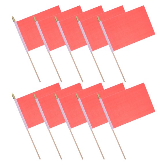 Toyandona 10Pcs Small Red Rectangular Handheld Flags for Memorial Day Labor Day and Parade Use