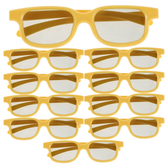 Toyandona 10pcs 3d Glasses for Movies and Games, Yellow Abs Pe 5.27x5.19x1.49in