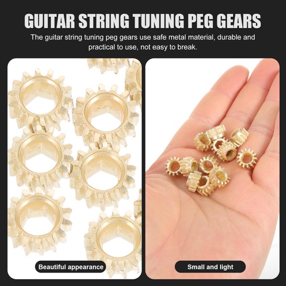 Toyandona 12Pcs Golden Metal Guitar Tuning Peg Button Gears with Hexagonal Hole Durable Accurate Control