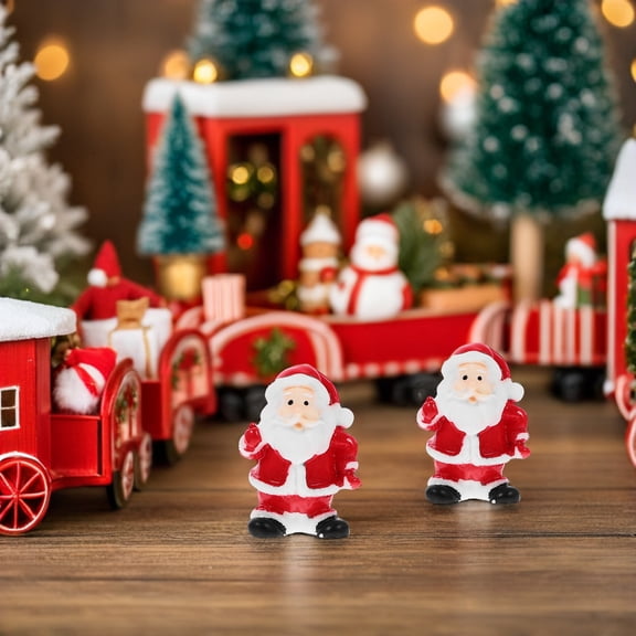 Toyandona 12Pcs Miniature Santa Figurines Resin Christmas Decorations Mini for Wall
