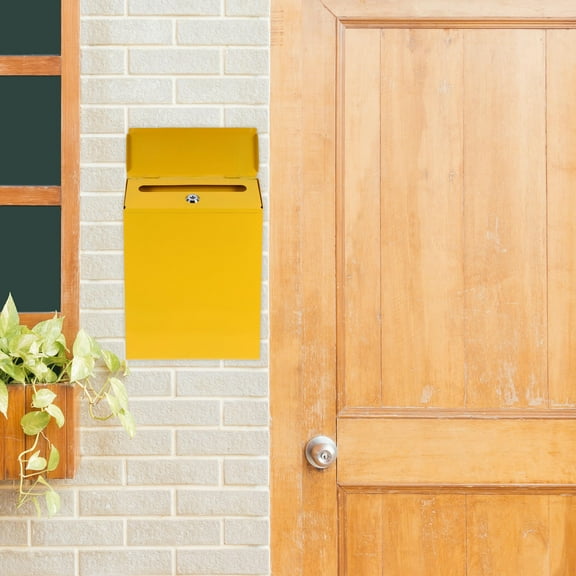 Toyandona Stylish Yellow Iron Mailbox, Multi-Use for Letters and Suggestions 1Pc