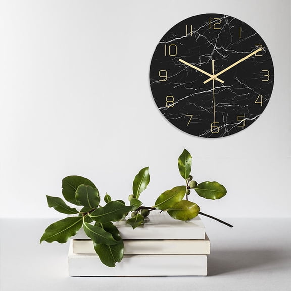 Toyandona Round Marble Wall Clock Chic and Novel for Home and Office 1Pc