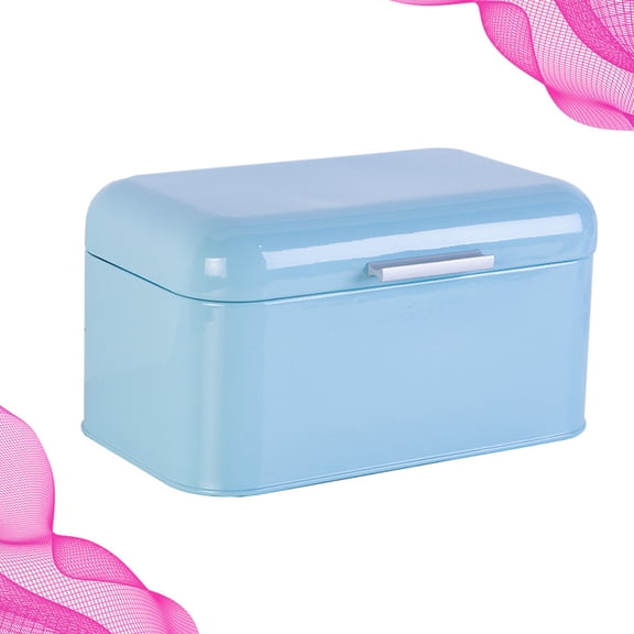 Toyandona 1Pc Blue Iron Bread Box for Kitchen Use with Special Door Pattern and Rust Resistant Finish