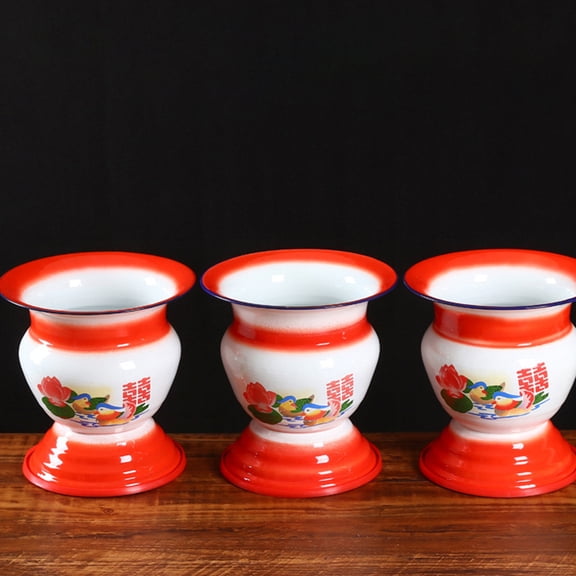 Toyandona 1Pc Durable Red Enamel Spittoon Potty for Adult Portable Urinal Container Home