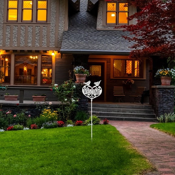 Toyandona 1Pc Creative White Garden Stake Welcome Sign for Patio and Lawn