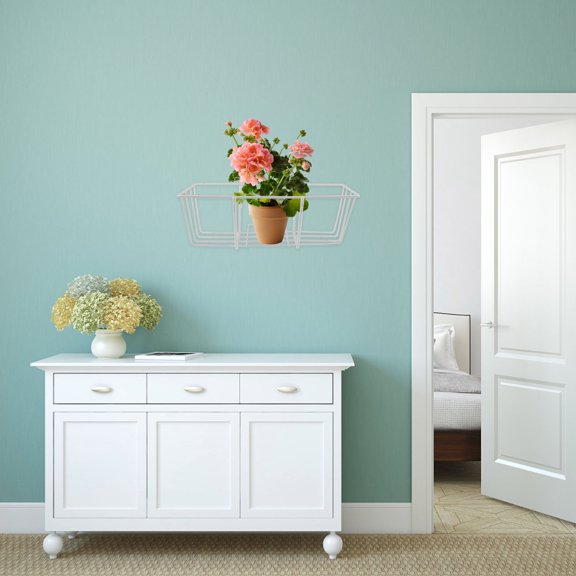 Toyandona 1Pc Rustproof Iron Flowerpot Stand White Hanging Bonsai Shelf for Railing Use