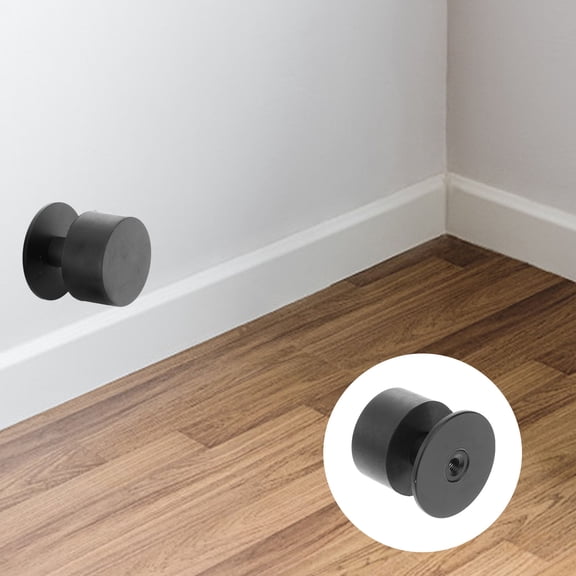 Toyandona Black Stainless Steel Silent Door Set - Anti-Bump Door Buffer for Floor and Wall