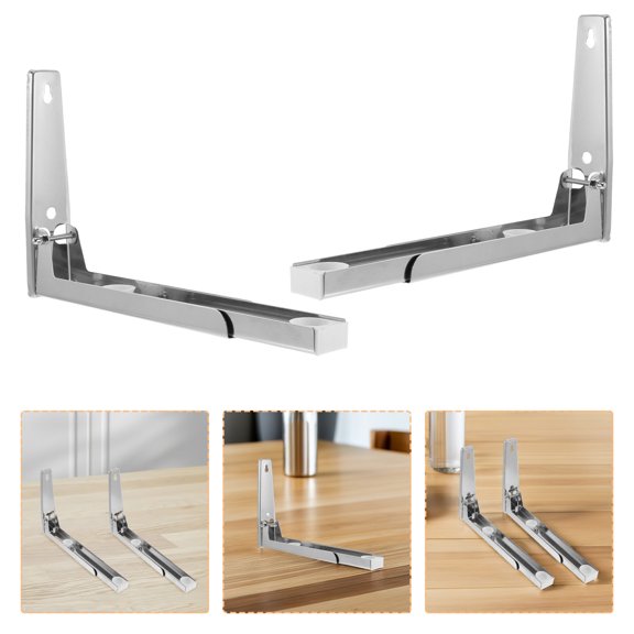 Toyandona 1Set Foldable Stainless Steel Microwave Wall Mount Adjustable Kitchen Storage Shelf Bracket