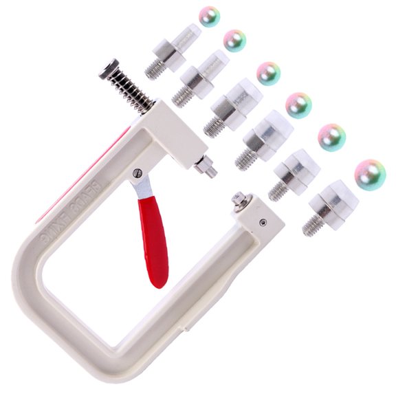 Toyandona 1Set Portable Pearls Hand Press Beading Machine with Multi Size Beads Rivet Kit