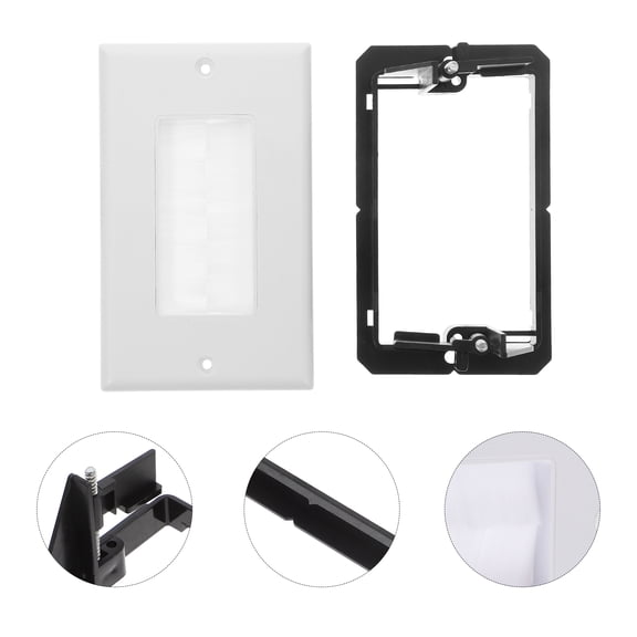 Toyandona 1Set White Brush Cable Wall Plate for Home Theaters with Cable Pass Through Feature