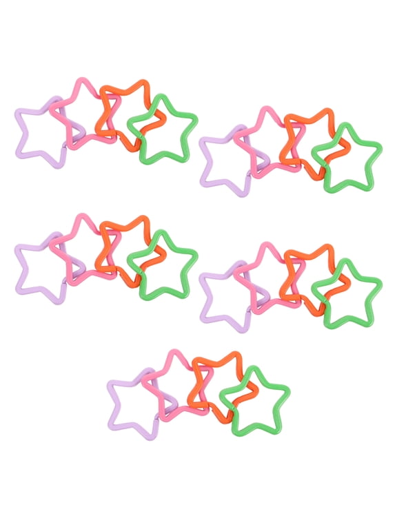 20-Piece Assorted Color Five-Pointed Star Keychains with Metal Key for Daily Use and Giving
