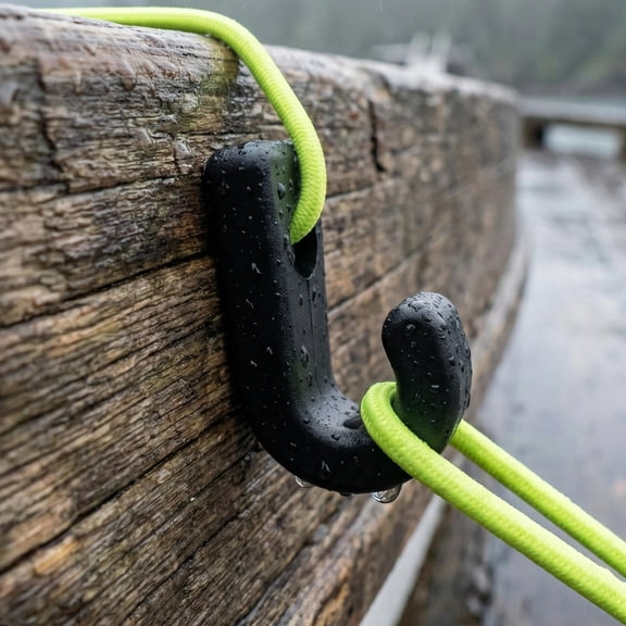Toyandona Black Nylon Kayak J Shaped Hooks for Efficient Gear Management 20Pcs
