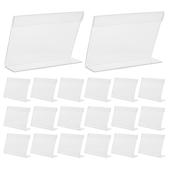 Toyandona 20Pcs Durable Transparent Acrylic Price Display Stands with Easy Content Change Label Slot