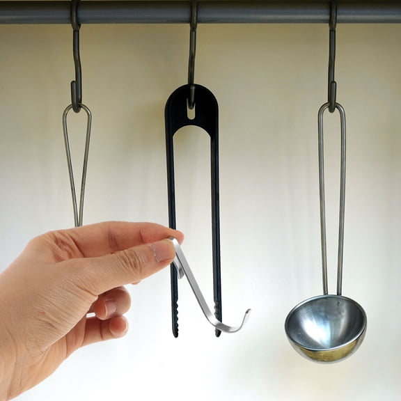 Toyandona 20Pcs Plated Silver J Shaped Wire Rack Hooks for Kitchen Dish Towels Clothes and Tool Hanging