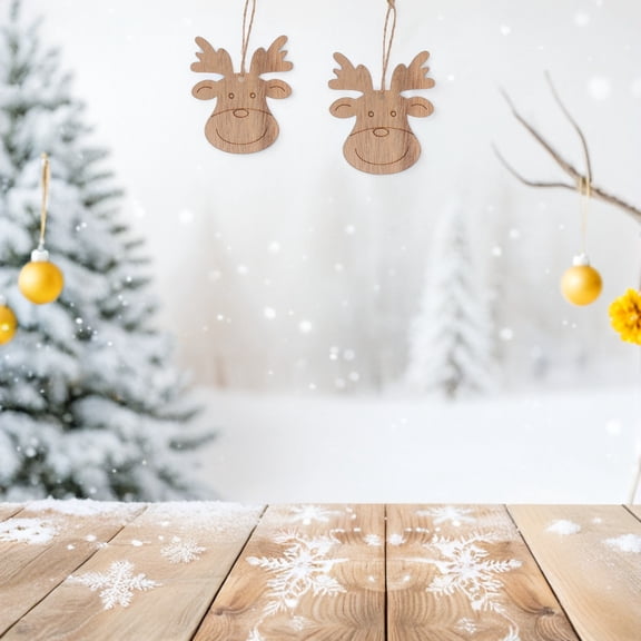 Toyandona 20pcs Wood Chip Hanging Elk Shape Wood Decor for Christmas Pendant Beige DIY Craft Decorations