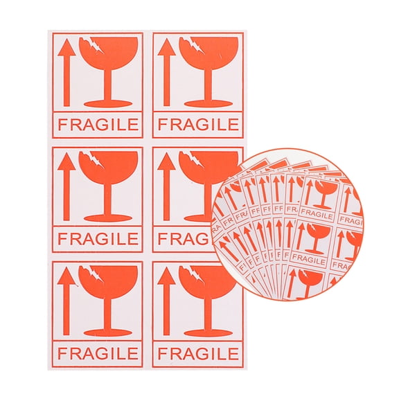 Toyandona 258-Piece Red Fragile Shipping Labels Stickers, Paper Material Warning Tags for Packages