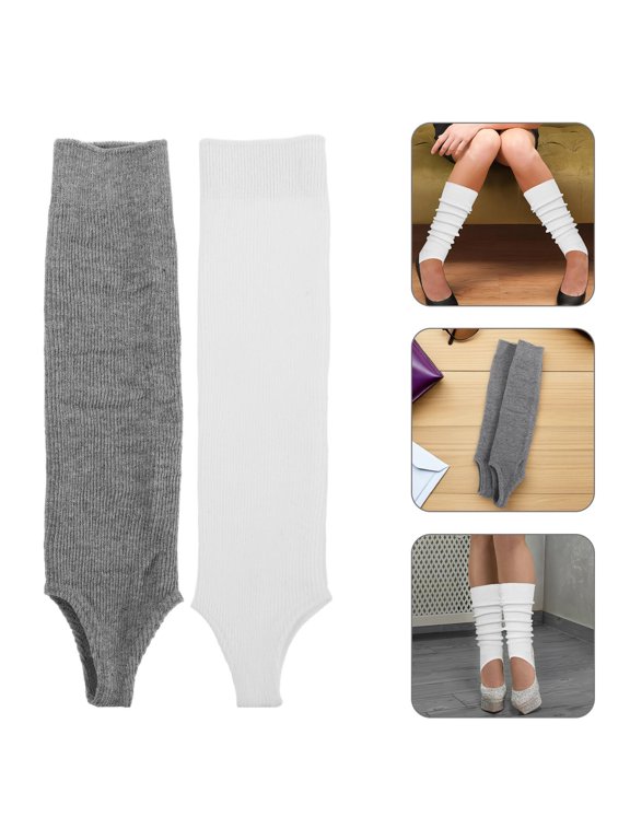 2 Pairs Stirrup Leg Warmers, Stretchy Knit Fabric for Ballet Dance Yoga Pilates Workout, Cold Weather Layering Outfit